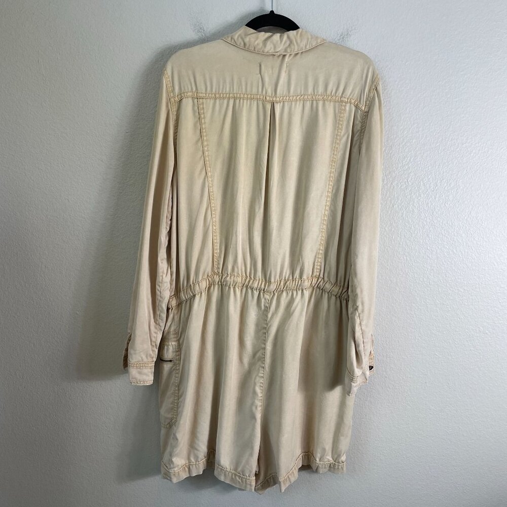 Anthropologie Womens XL Beige Lyocell Drawstring Waist Utility Romper - Picture 8 of 8